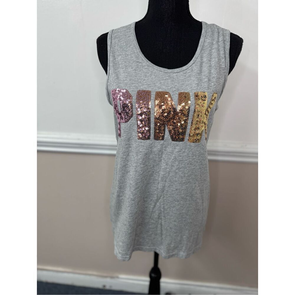 PINK Victoria’s Secret Sequin Ombré Logo Tank Top Size XS